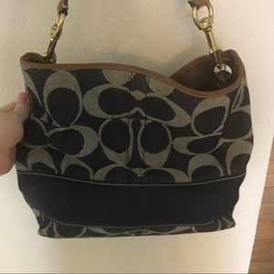 Signature Denim Coach Slouch Handbag